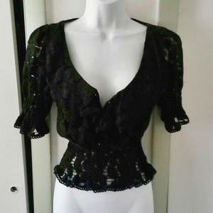 FOREVER 21 Black Lace Peplum Top Small